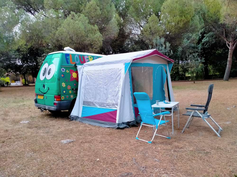 Ons plekkie op camping Monti Del Sole.